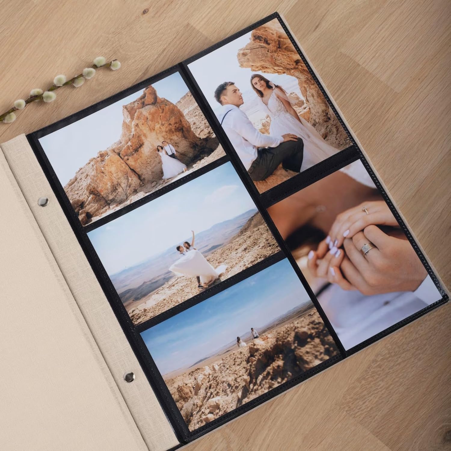 Personalized Photo Album 4x6 for100 Photos,Linen Wedding or Anniversary Photo Album with Sleeves for 10x15 cm Photos. Custom Gift