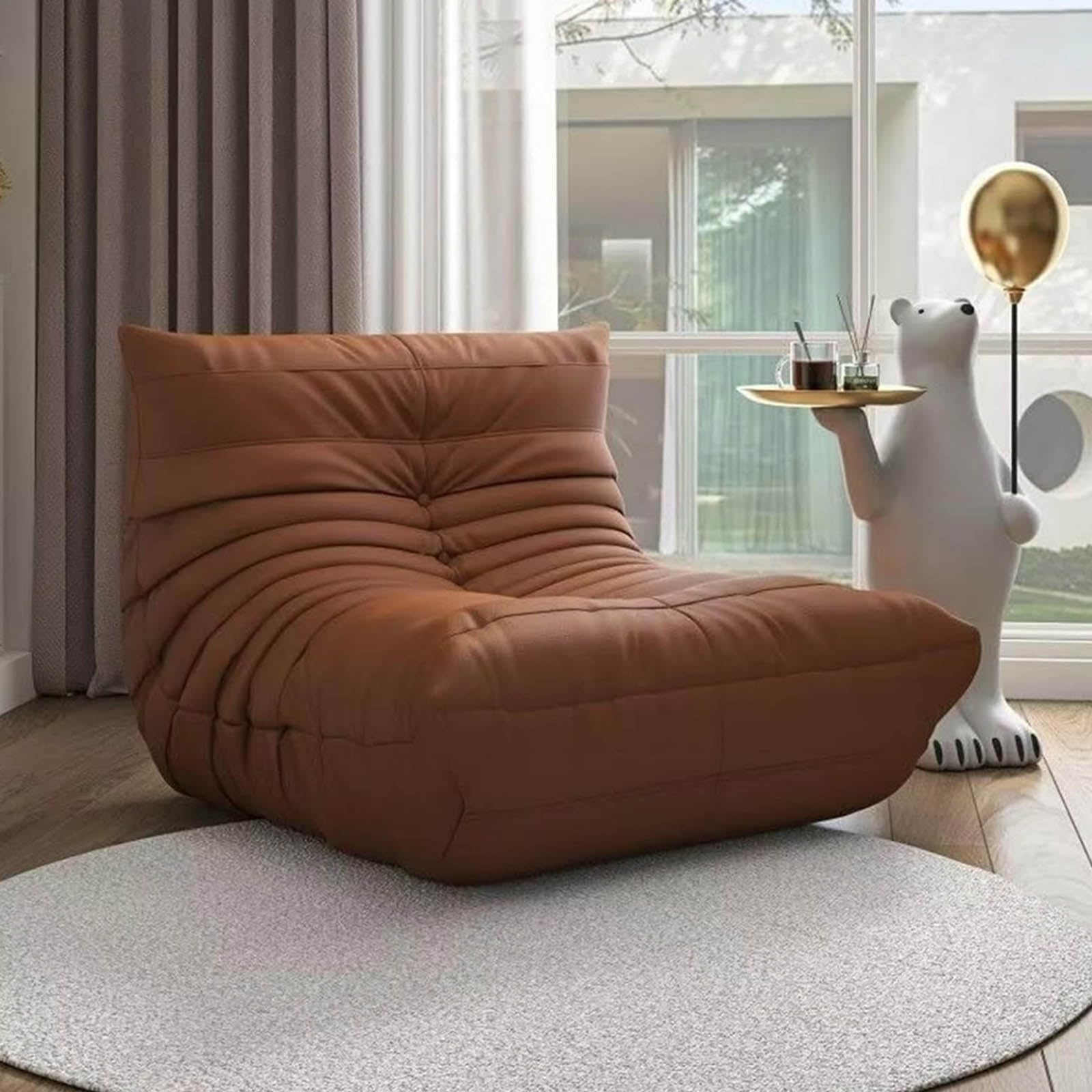 Fotel wypoczynkowy z ergonomicznym podparciem lędźwiowym, kompresyjny fotel kominkowy, do salonu, sypialni, biura, beżowy