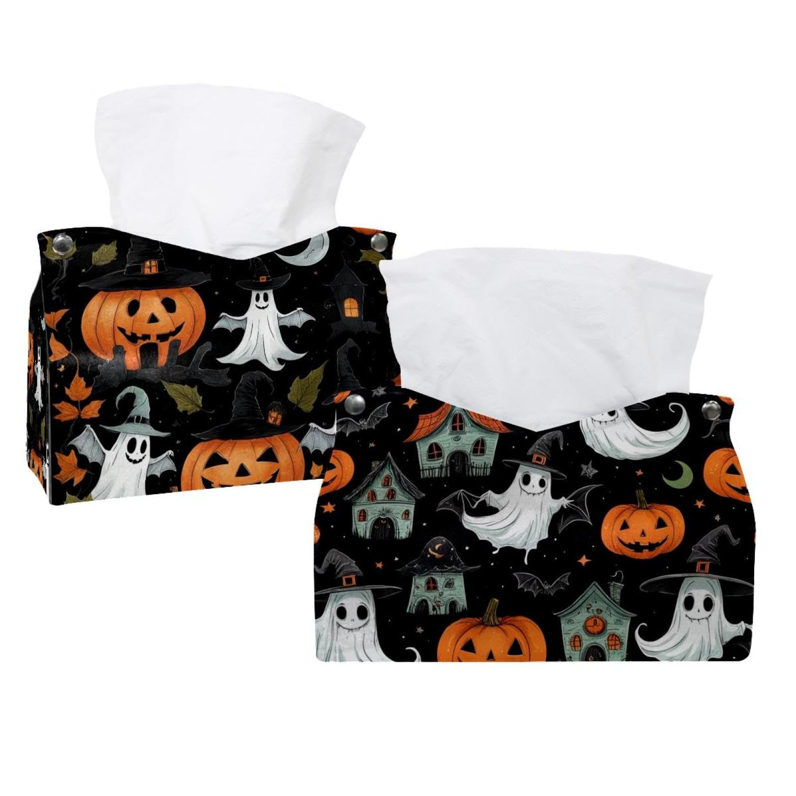 Boîte à mouchoirs Halloween mignon lot de 2 housses décoratives pour la maison et la chambre
