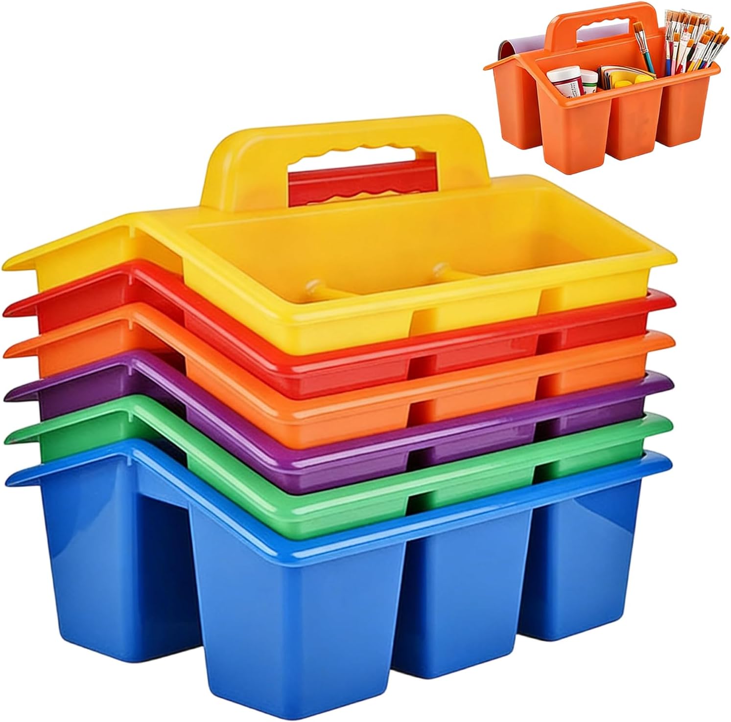 Desktop Organizer Basket, Portable Storage Caddy, School Supply Holder Box, Lightweight Utility Container With Handle Design Improves Access Order, Art Classroom Room Study Desk Organizer Bin