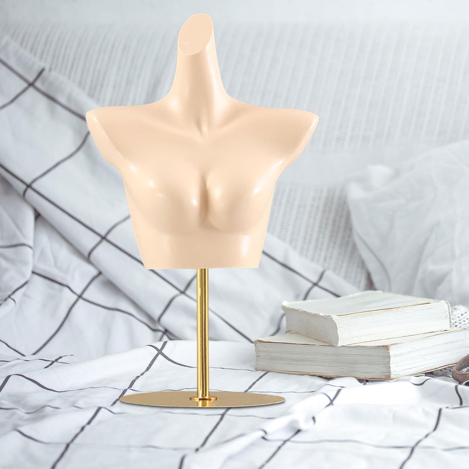 Generic Female Mannequin Torso Underwear Display Stand Manikin Lingerie Mannequin Bra Mannequin for Broadcast Retail, Skin Gold Stand, as described