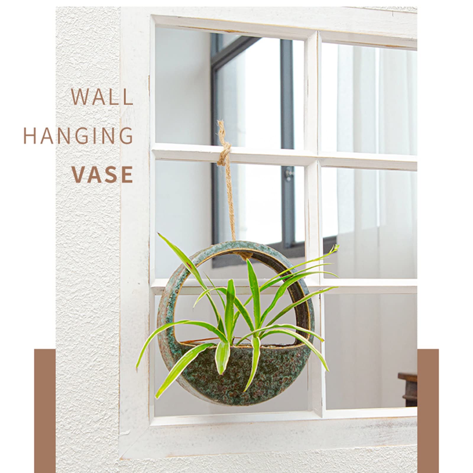 HASMI Jardiniere Balcon Plantoir Mural Mural intérieur extérieur Rond Plante Plante Plante Plante Suspendue for la décoration de la Maison céramique Pot Suspendu Plante Interieur