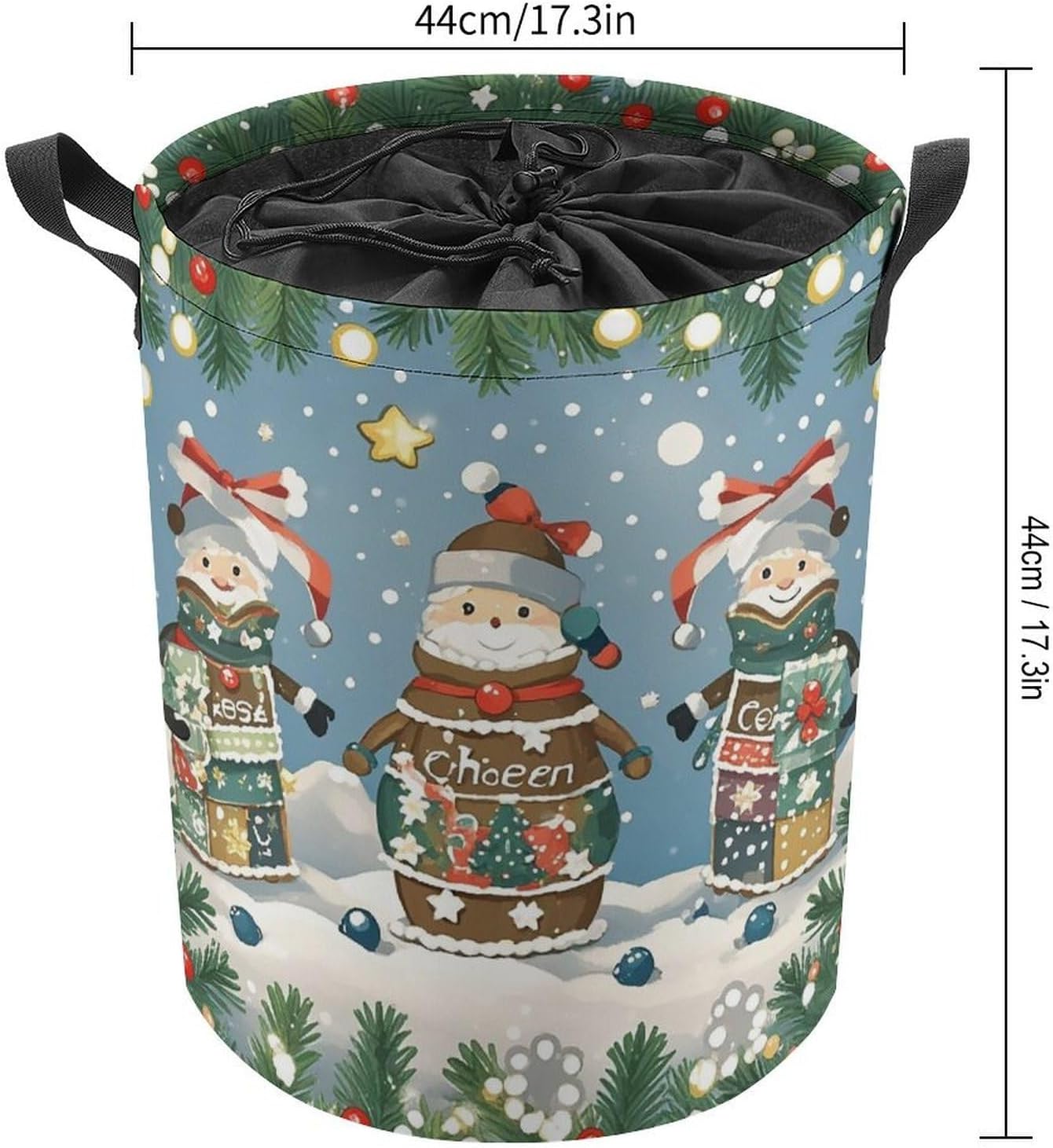 Christmas Cheer Laundry Bag Large Collapsible Laundry Baskets Freestanding Waterproof Clothes Hamper with Handles & Drawstring for Laundry Room Bedroom Bathroom