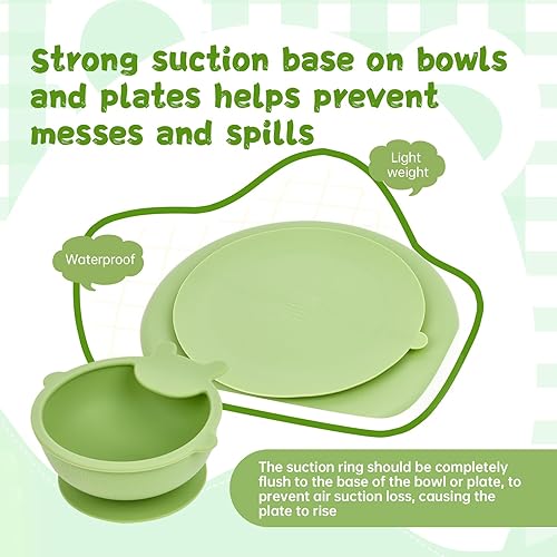 Miniatura 6 de Baby Led Weaning Supplies  Juego de 10 piezas de silicona para bebés  Juego de suministros de autoalimentación con ventosa y plato, cuchara,