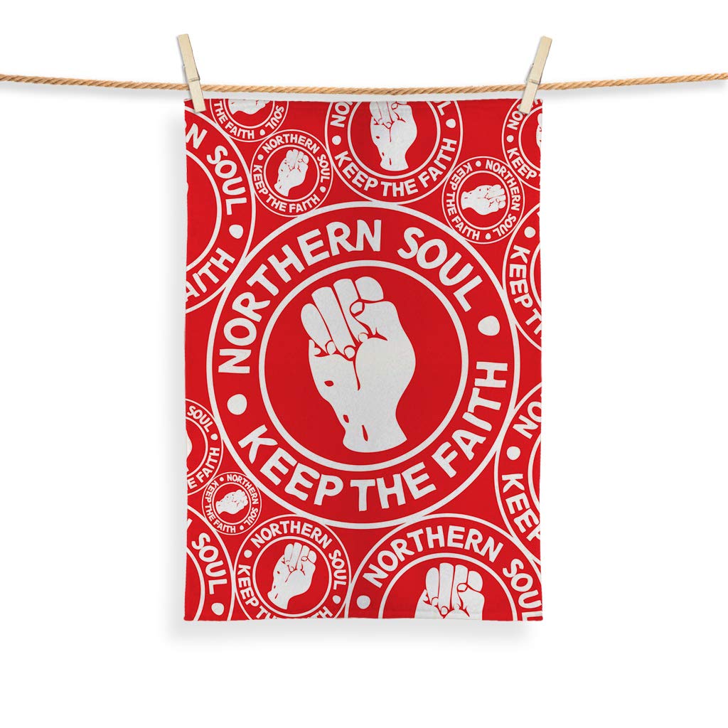 L&S PRINTS FOAM DESIGNS Northern Soul All Over Red Design - Tea Towel