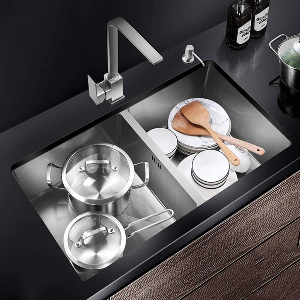 27-inch Undermount 60/40 Double Bowl Stainless Steel Kitchen Sink, Brushed Stainless Steel Kitchen Sink Undermount or Flush Mount