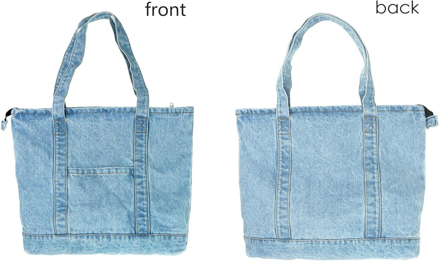 YunZh Denim Tote Bag Casual Style Lightweight Classic Retro Travel Shopper Shoulder Handbag - Image 7