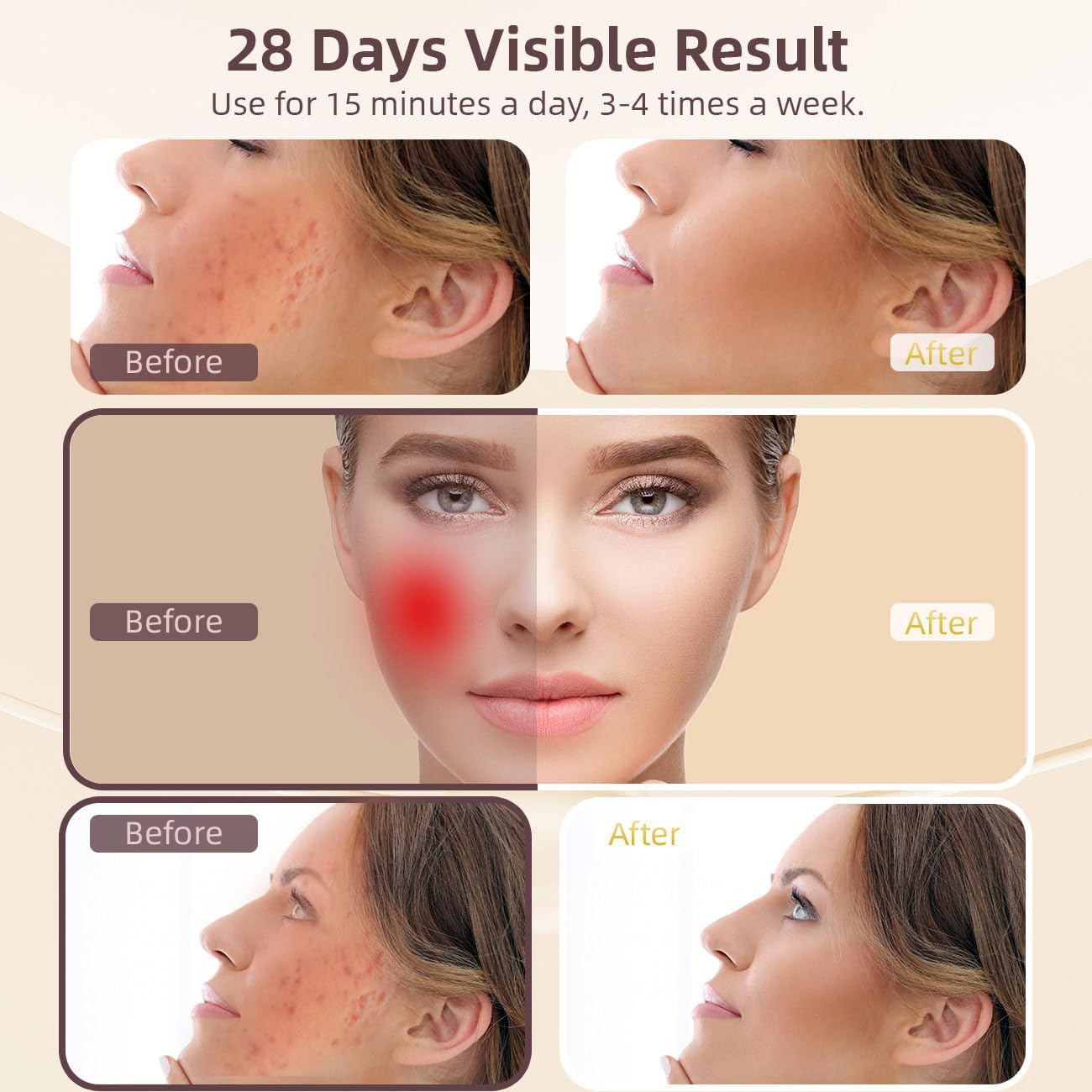 Red Light Therapy Facial Massager & Sculpting Device, Portable 7-Color LED Skin Care Tool 490nm 525nm 630nm for Face and Neck, Reducing Double Chin for Women and Man