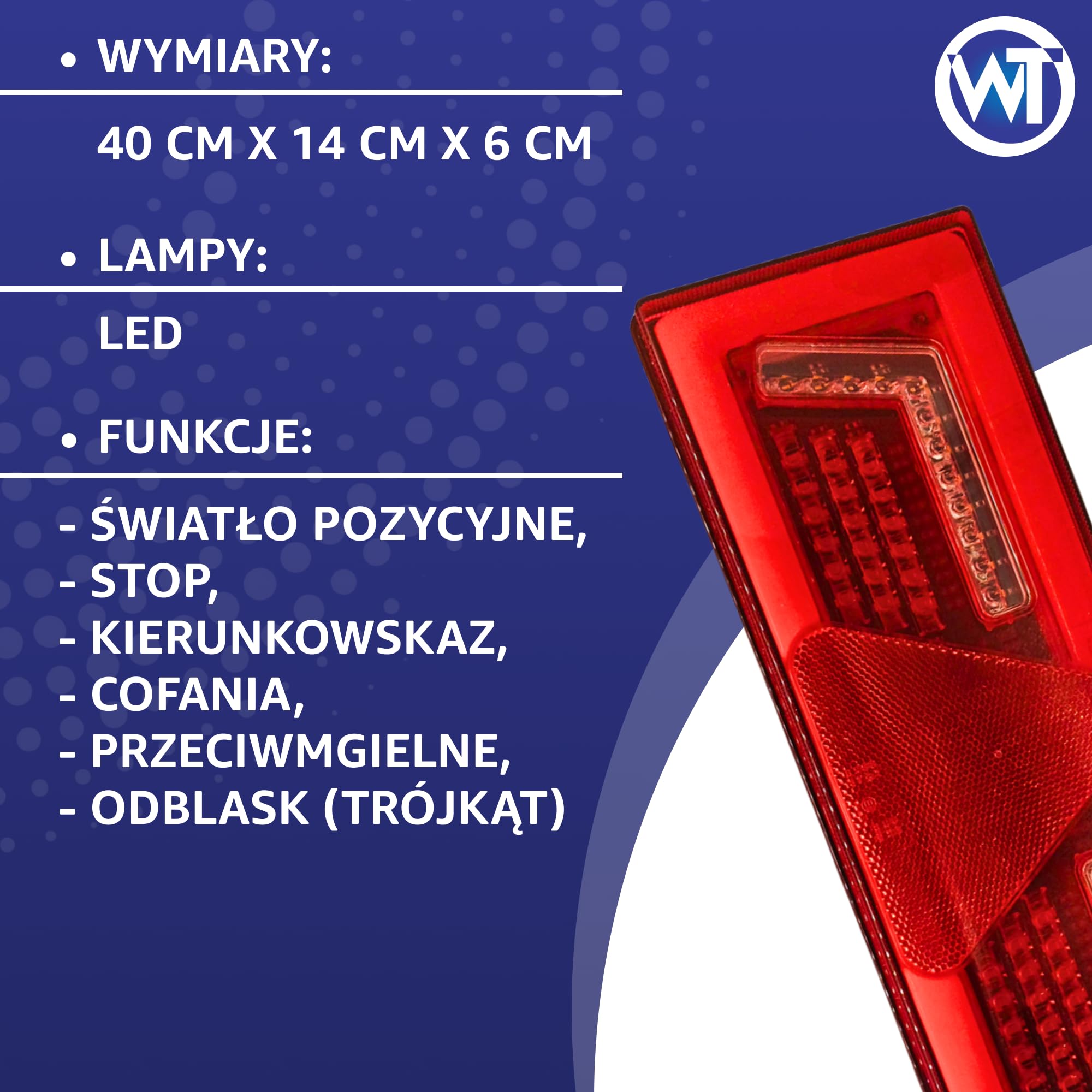 2 x lampa LED lewa i prawa 12/24 V światło tylne kierunkowskaz z 6 funkcjami 375 x 135 mm z kablem 300 mm znak kontrolny E przyczepa samochód ciężarowy wysokiej jakości 96 diod LED