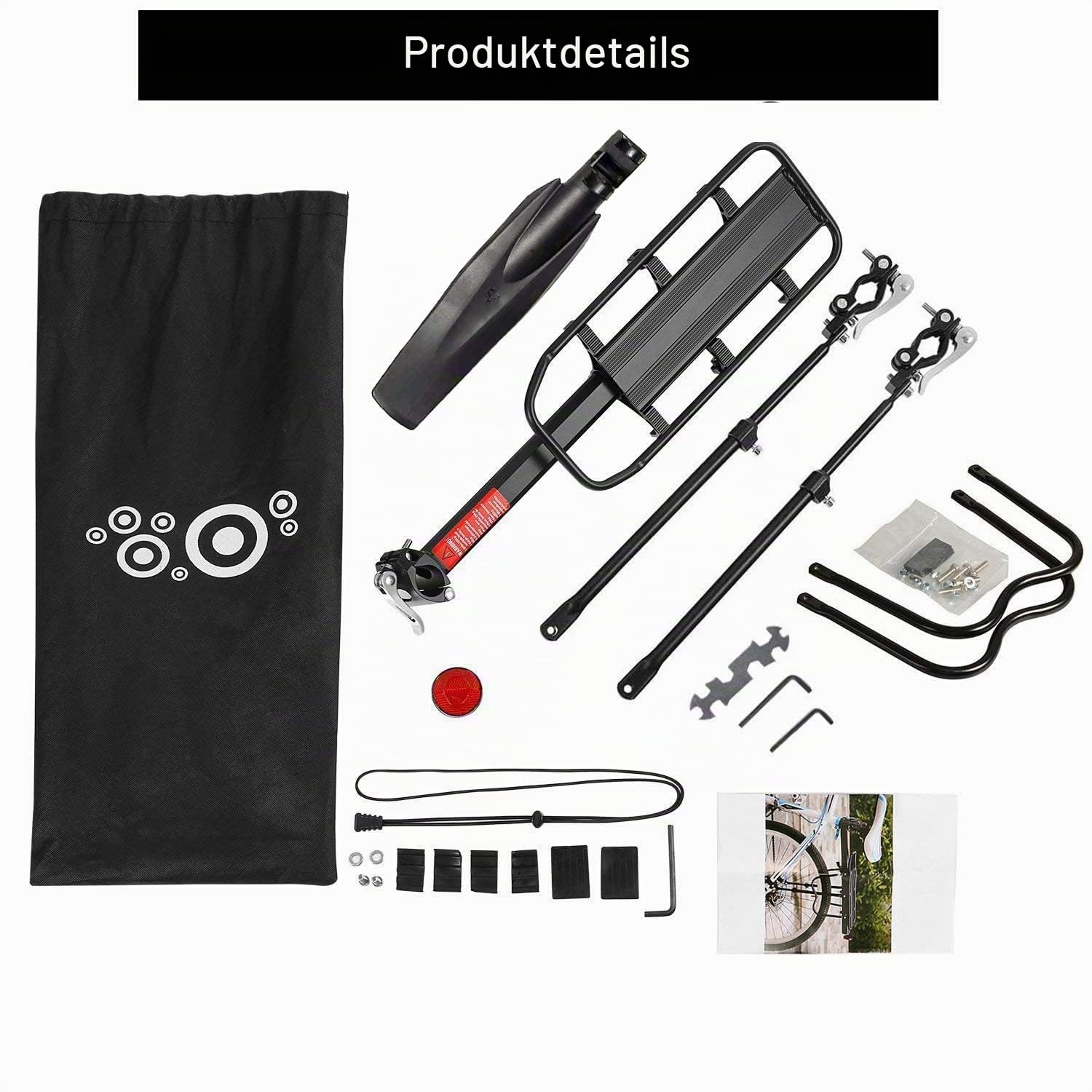 Mountainbike Gepäckträger, 24-29 Zoll Fahrrad Gepäckträger Einstellbare Aluminiumlegierung Schnellspanner mit Schutzbleche und Reflektor