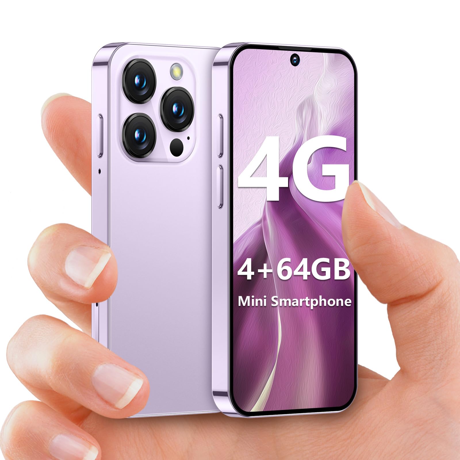 Mini smartphone 4G, telefono mini sbloccato 4+64 GB con schermo HD da 3,88 pollici, batteria da 2000 mAh, fotocamera da 5 MP, doppia SIM, corpo ultrasottile per telefono per bambini Rosa
