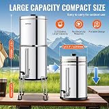VEVOR Système de Filtration d'Eau par Gravité 8,5 L, Filtre à Eau par Gravité Réduction du Plomb et jusqu'à 99% du Chlore, en Inox 304, 2 Filtres à Charbon et Céramique, Niveau d’Eau, Robinet - 5