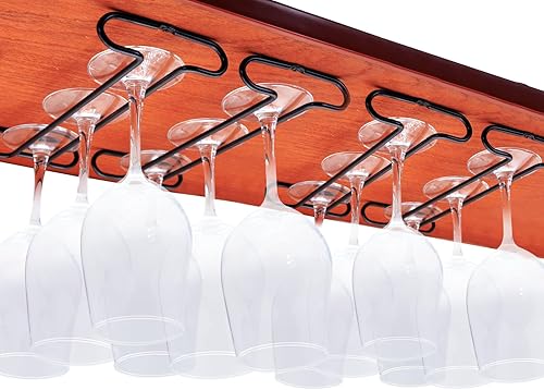 Miniatura 11 de Estante para copas de vino de 10 pulgadas debajo del gabinete, estante para almacenamiento de copas colgantes, organizador de vasos con secado