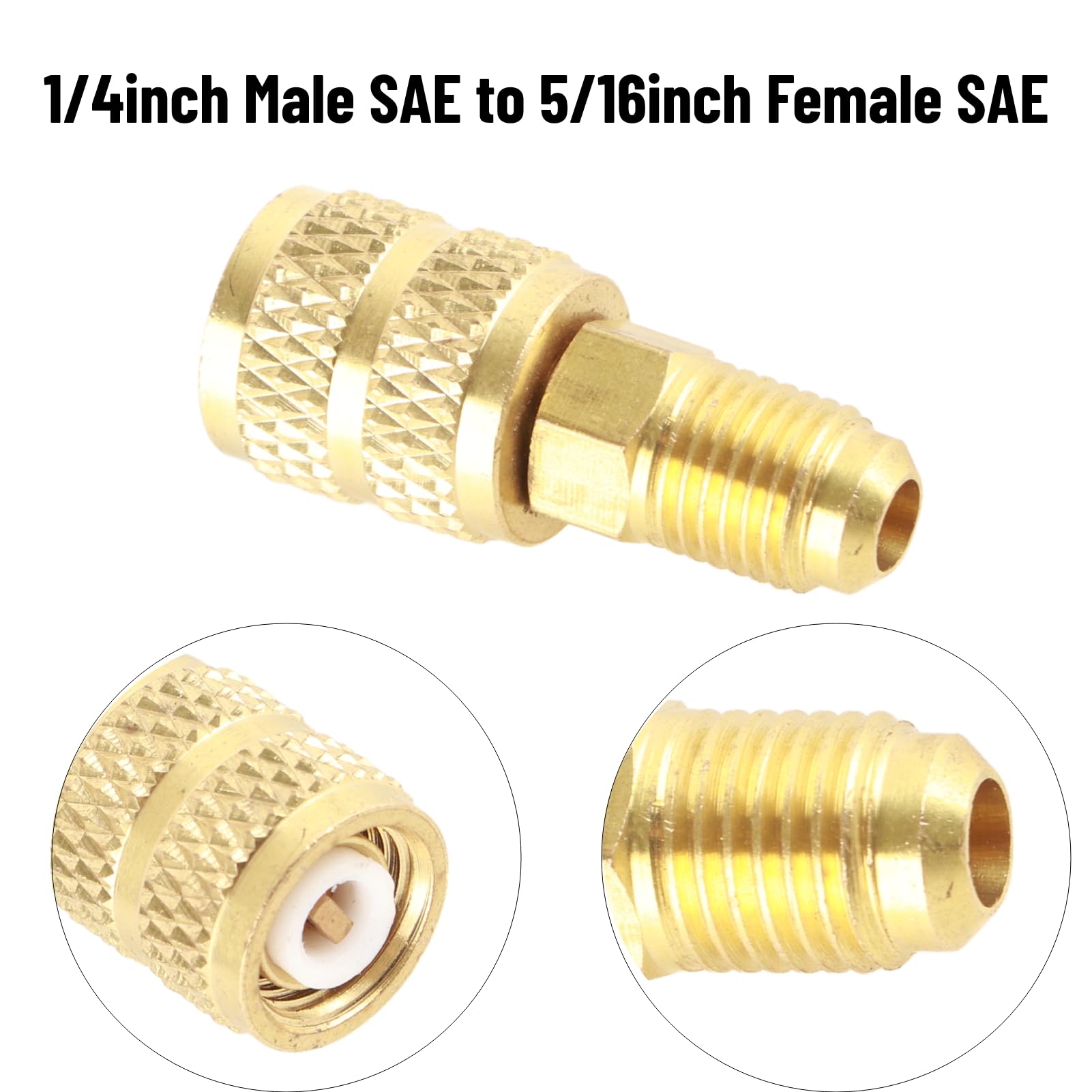 Adattatore R410A Per Tubi A/C - 1/4" Maschio SAE A 5/16" Femmina, Ottone - Foto 8