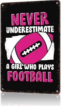 Vintage Metal Signs Posters American Football Girl Wall Art Decor for Home Room Office Man Cave Decor 8X12inch