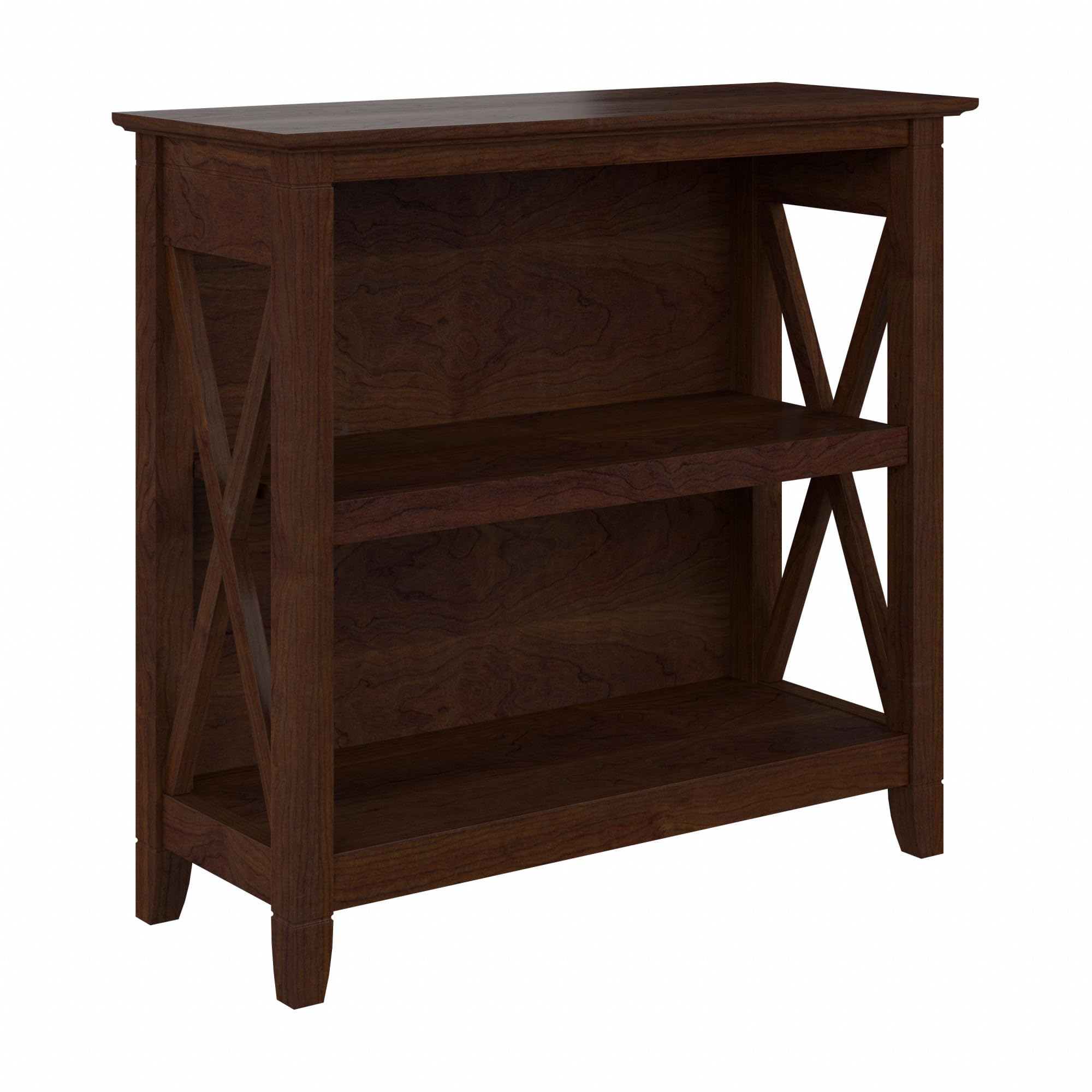 Bush Home Key West Small 2 Shelf Bookcase in Bing Cherry Compact Home Organizer Vertical Storage Solution Bookshelf