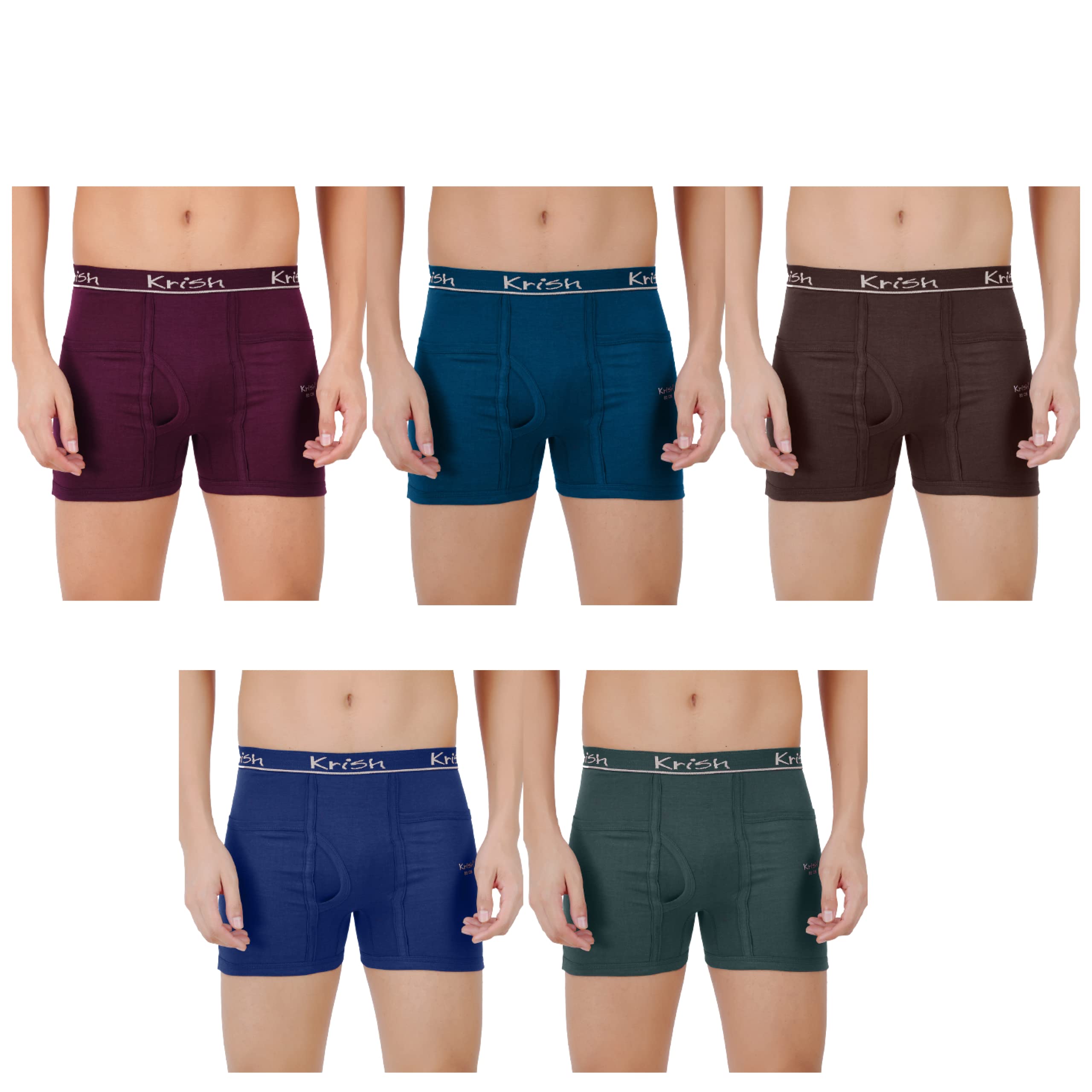 Men's Cotton Pocket Trunks Outer Elastic Innerwear Combo (Pack of 5) - Multicolor-picture-13