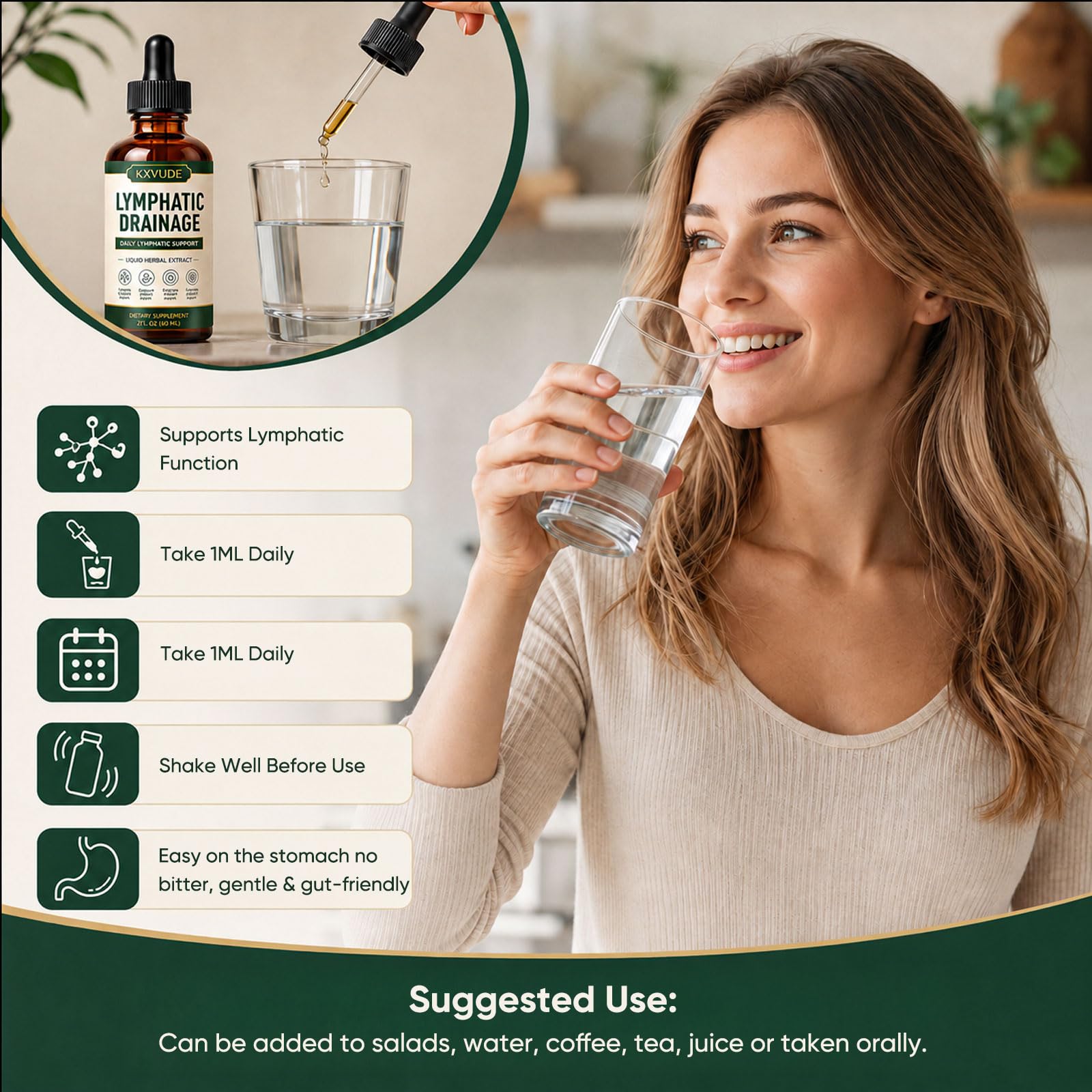 Lymphatic Drainage Drops, 4-Herb Liquid Lymphatic Drainage Supplement with Cleavers, Red Clover, Stillingia Root & Prickly Ash Bark, Supports Lymphatic Drainage, Immune System & Detox, Vegan (2) — Amazon image 6