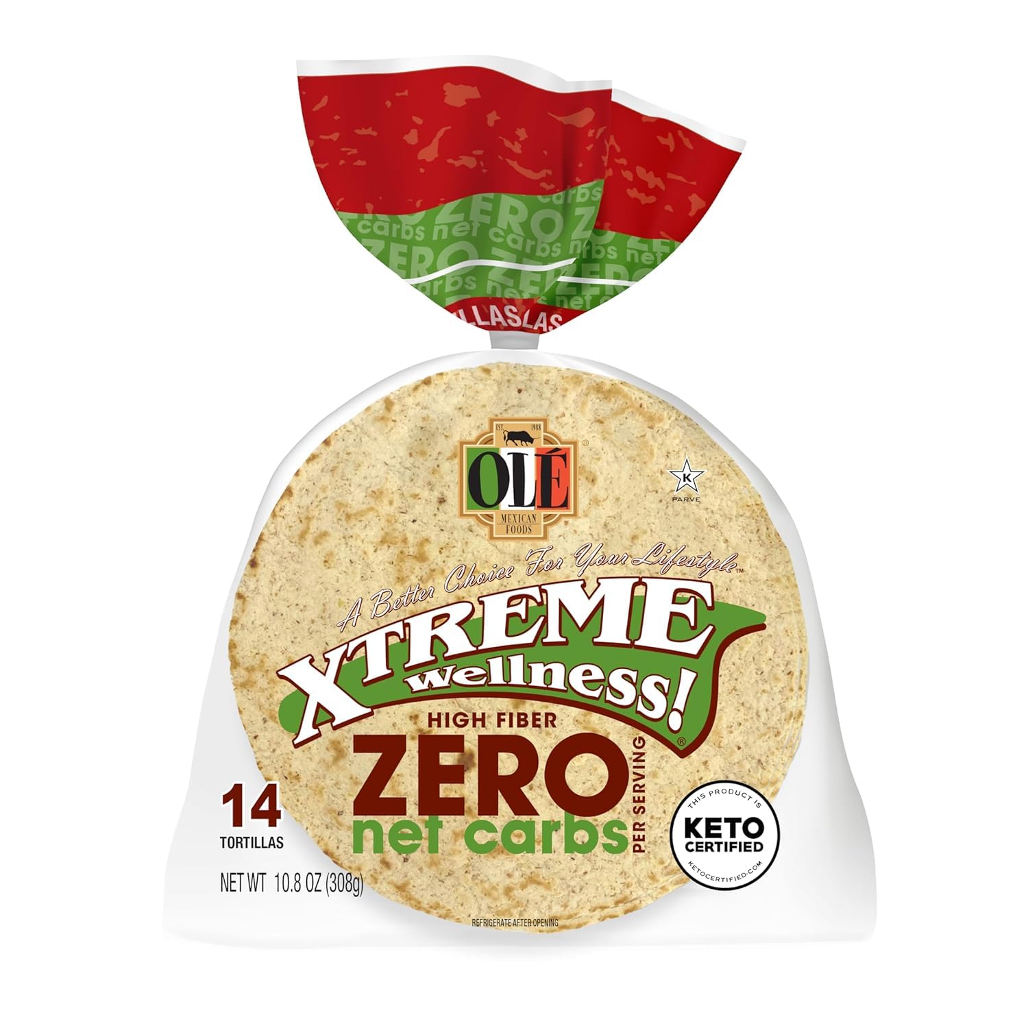 Generic Olé Xtreme Wellness® Street Taco ZERO Net Carbs | 4.5"" Size Flour Tortillas | 10.8 oz.| 14 Count (Pack of 4) with ValorServe™ Mini Kitchen Utensil