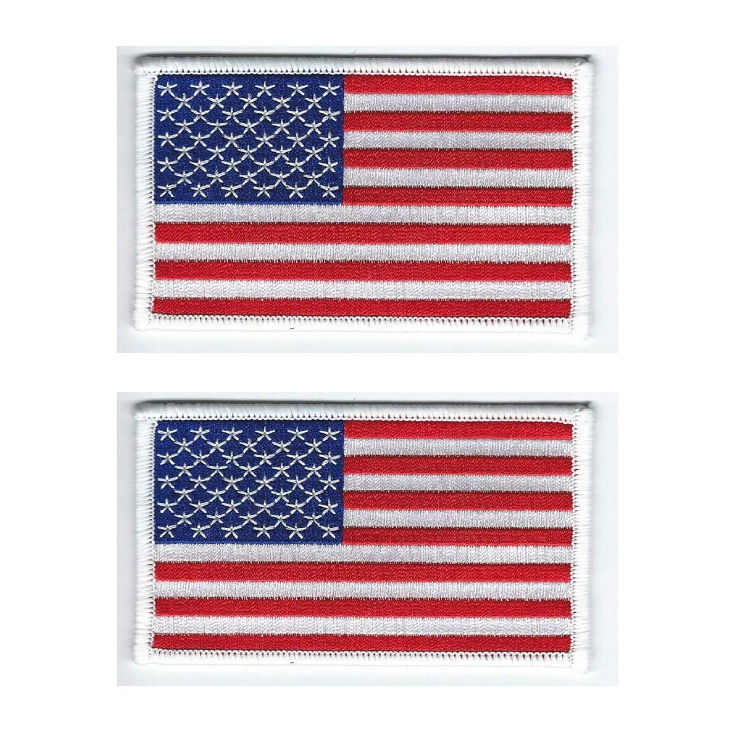 United States of America Flag Embroidered Patch Iron-On or Sew-On Embroidered Patches, 3.25W x 2.25H inches, for Jackets, Vests, Hats, Backpacks, Red/White/Blue