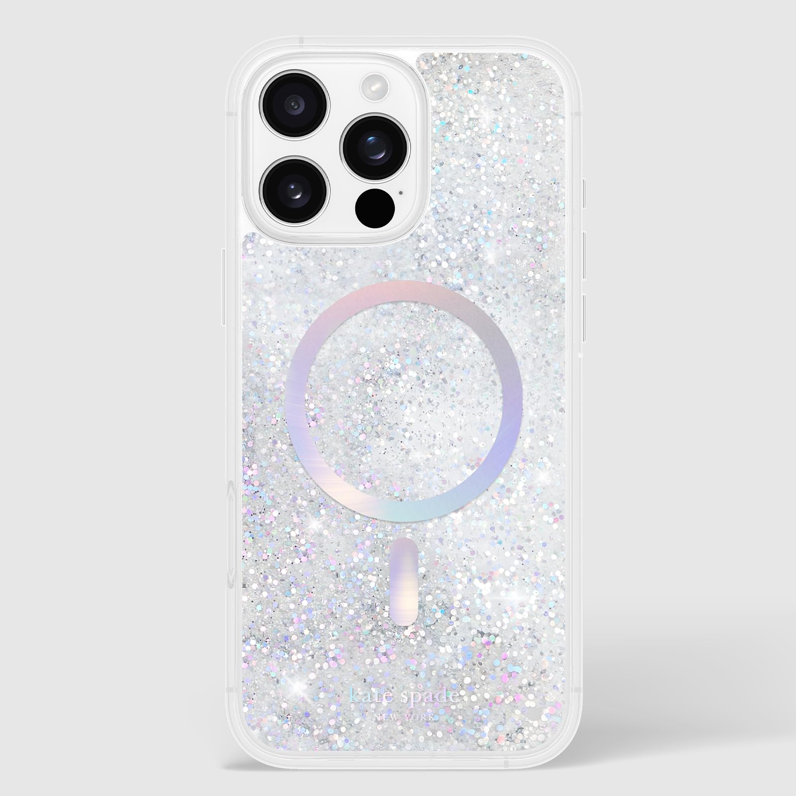 Kate Spade New York Etui na iPhone'a 16 Pro Max – kompatybilne z MagSafe – designerskie etui na telefon – płynny brokat opalizujący