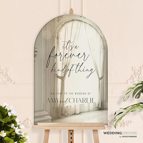 Miniatura 2 de Letrero de bienvenida de boda con espejo plateado personalizado  Letreros de boda de acrílico con espejo plateado y dorado personalizado  Letrero de