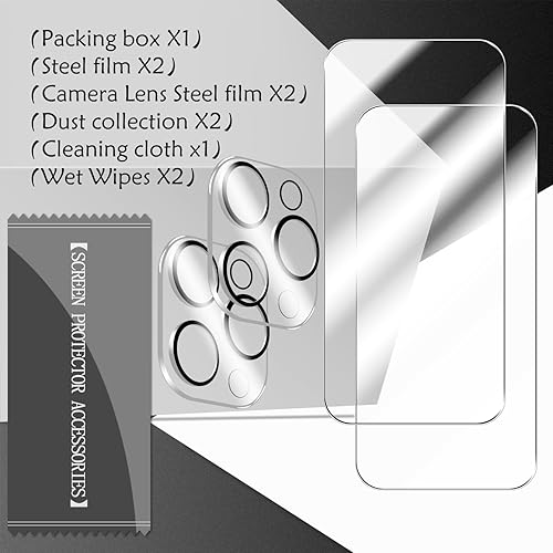 Miniatura 7 de BIGFACE Protector de pantalla compatible con iPhone 15 Pro + protectores de lente de cámara, 2 + 2 unidades de vidrio templado transparente HD de