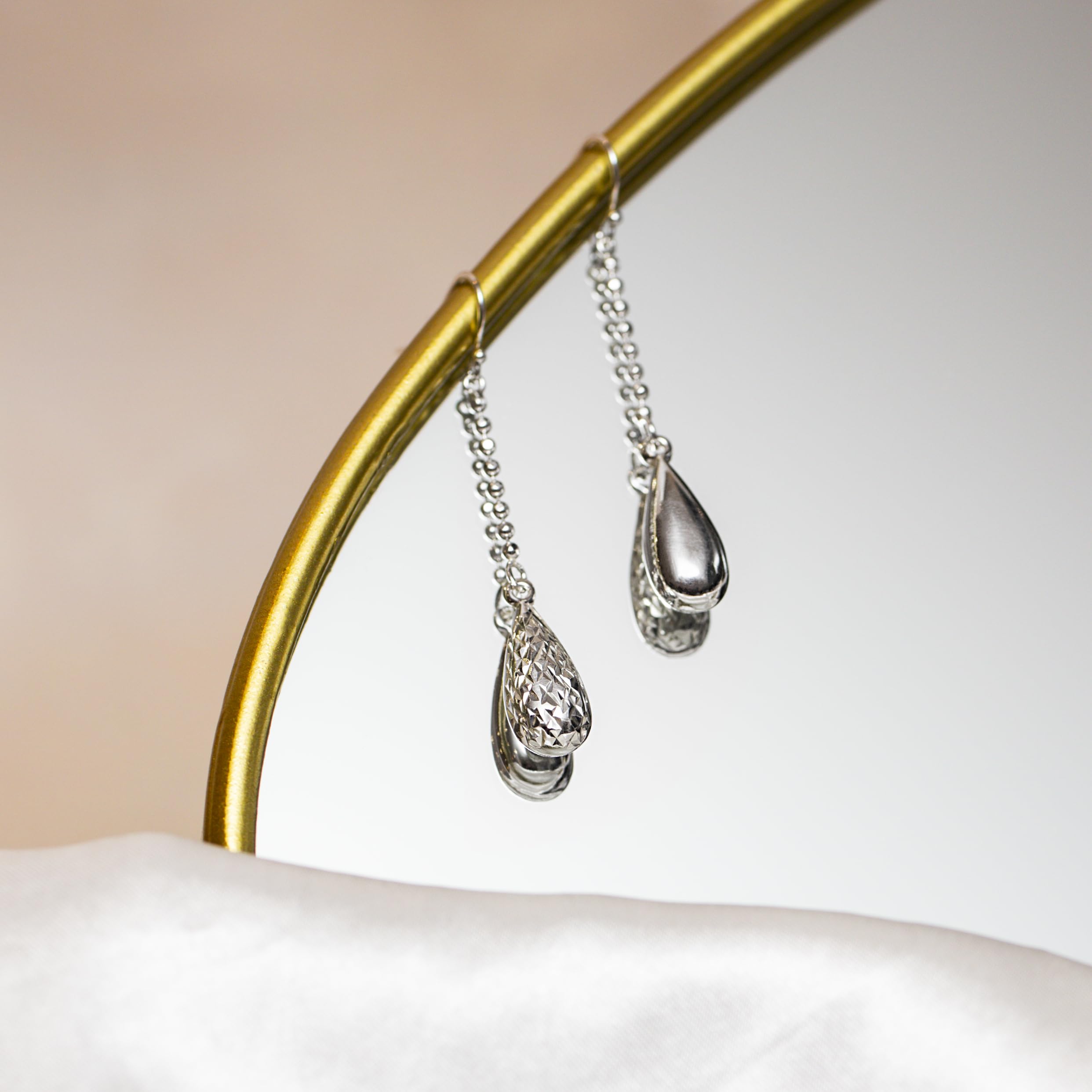 Tuscany Silver Orecchini a goccia taglio diamante da donna in argento sterling
