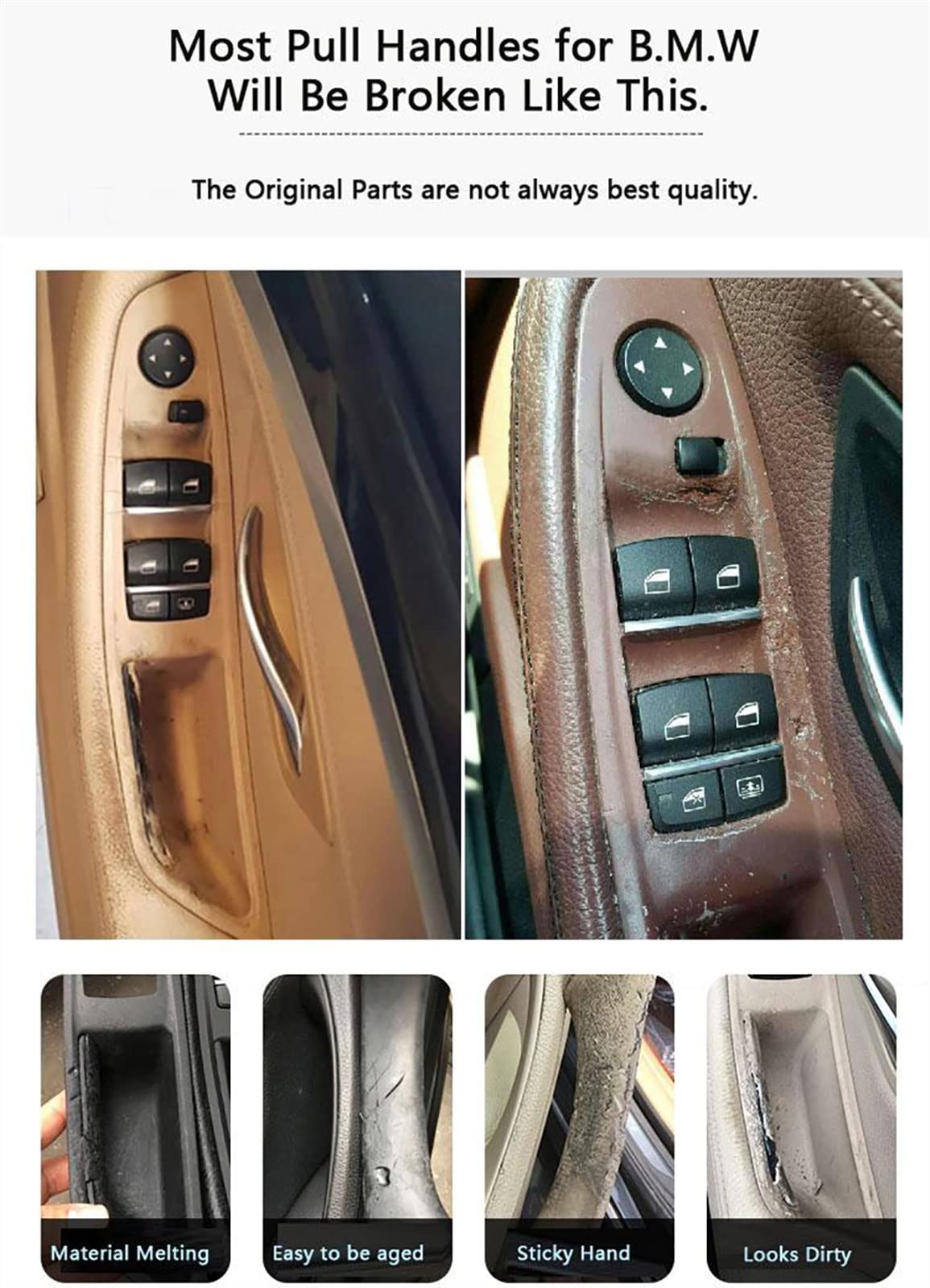 Binnendeurgreep Voor Bmw 5 Serie F10 F18 F11 520 523 525 528 530 Lhd Rhd Binnendeur Pull Handvat Armsteun Panel Trim Geen Spiegel Vouwen Knop (Kleur : RHD Brown