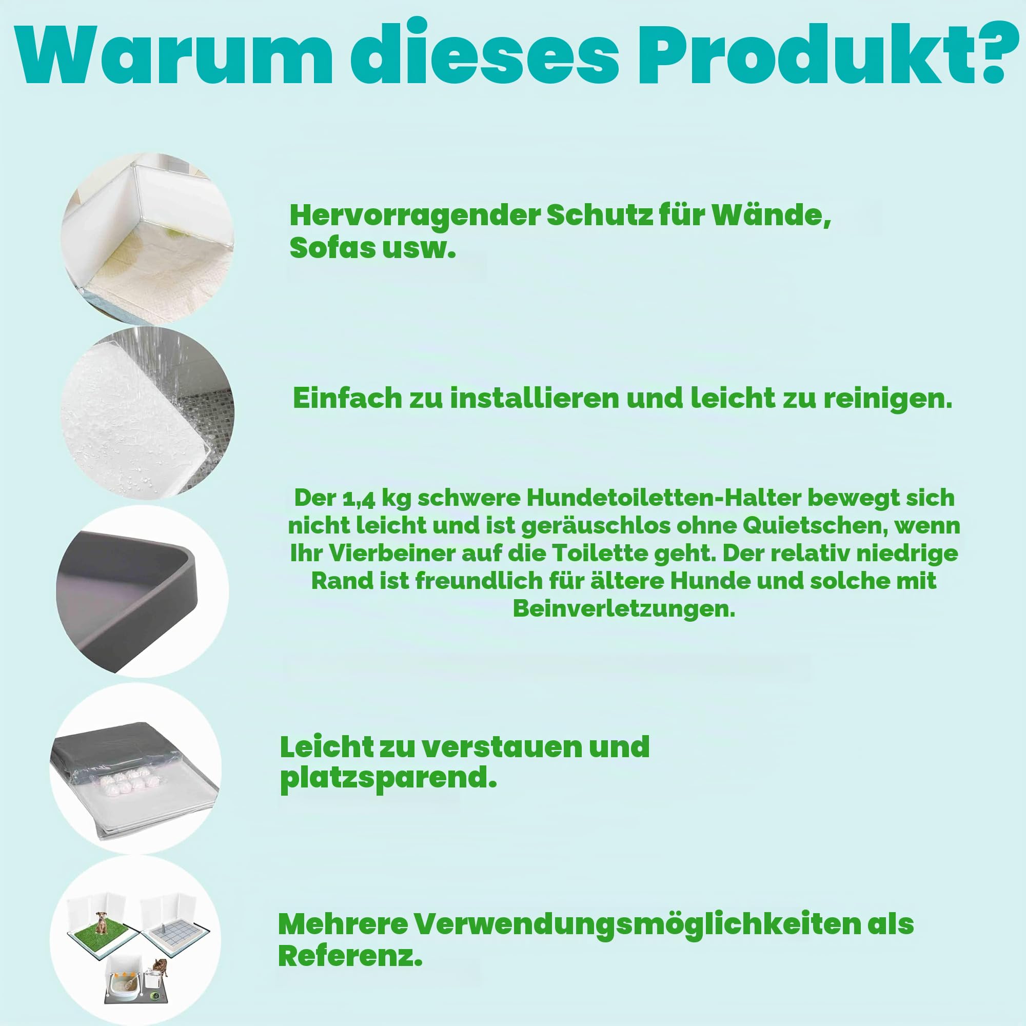 Purrfect Pfotentoilette mit hohen Wänden, Indoor-Hundetöpfchen für kleine und mittelgroße Hunde, kein Verschütten von Urinierpad-Halter