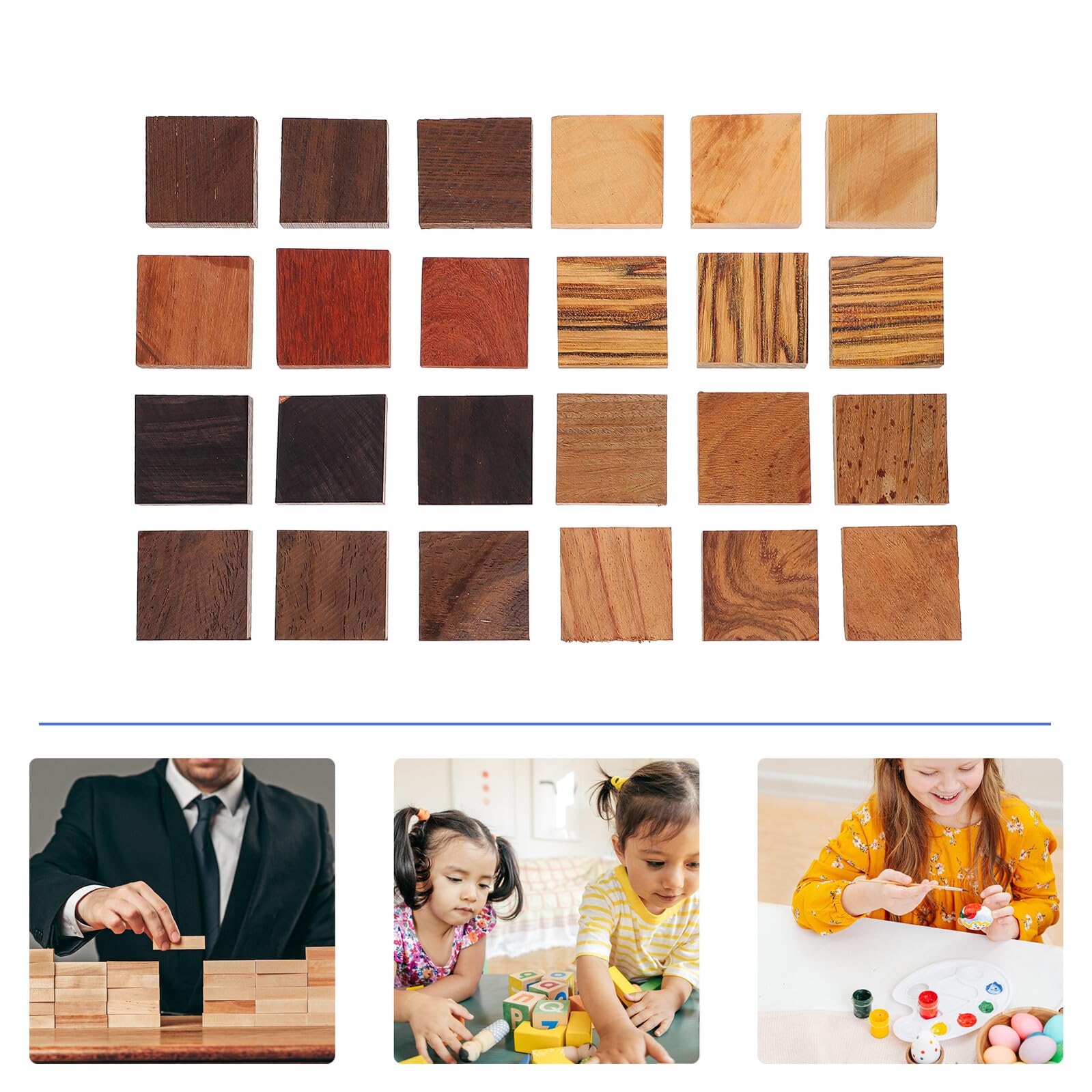 24 Pezzi Anelli di Legno per Fai da Te, Materiali Artigianali in Materiale Sintetico Superfici Lisce e Facili da Incollare, per Sessioni di Bricolage Artigianale Stili multipli