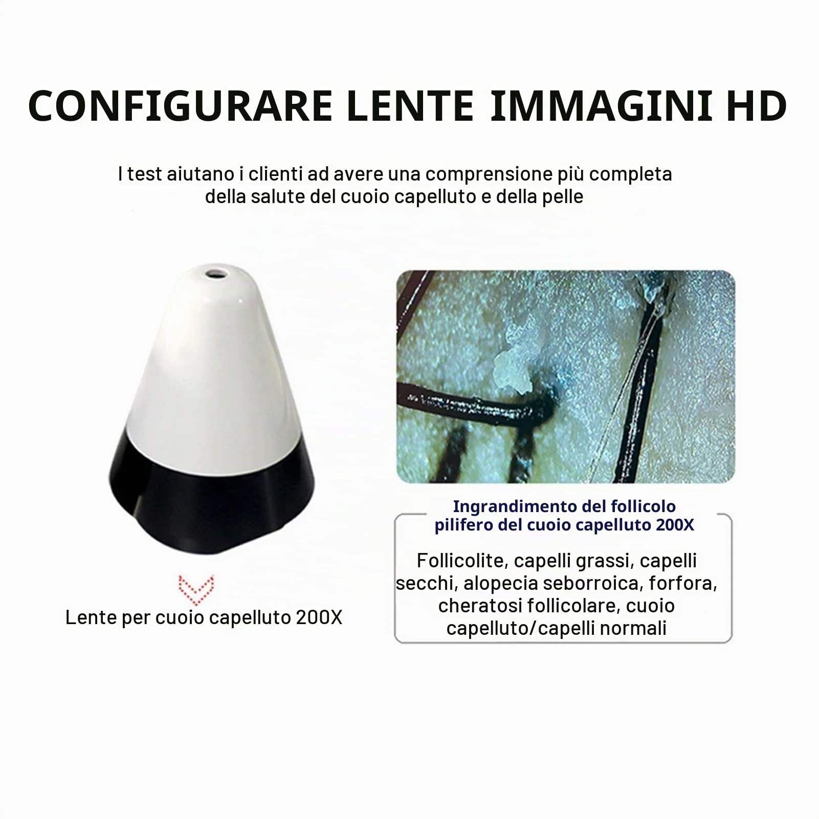 Macchina per l'analisi del Cuoio capelluto, 10 Pollici Analizzatore Professionale per Capelli e diagnosi della Pelle 50X/200X Microscopio per Telecamera del Cuoio capelluto per Salone