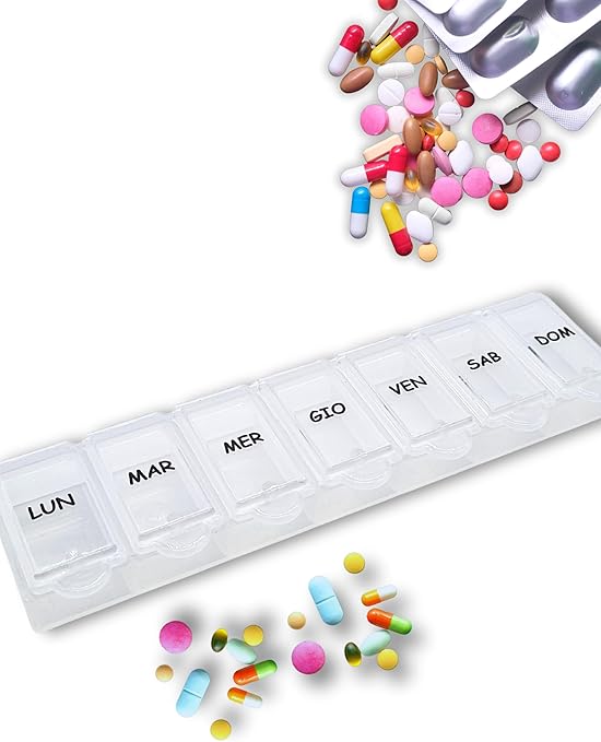 Portapillole Trasparente 3 Pezzi - Con 4 E 6 Scomparti, Materiale Alimentare, Grigio - Foto 5