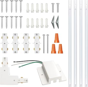 13FT H Track Lighting Kit - White Single Circuit Track Rails with Floating Canopy, Live End Feeds & Connectors | Complete H-Style System for Home, Office, Gallery & Retail LightingWhite