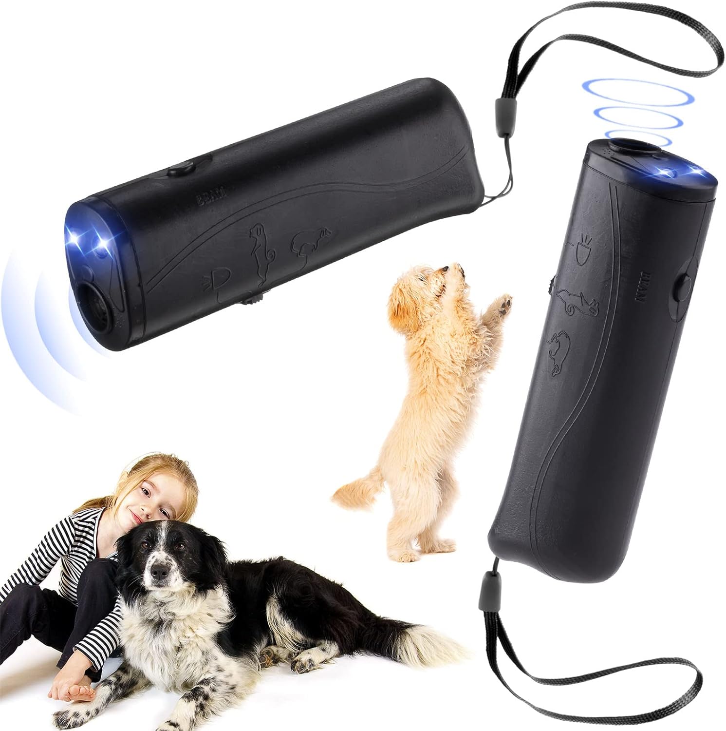 2 Pcs LED Ultrasonic Dog Trainer Device 3 in 1 Handheld