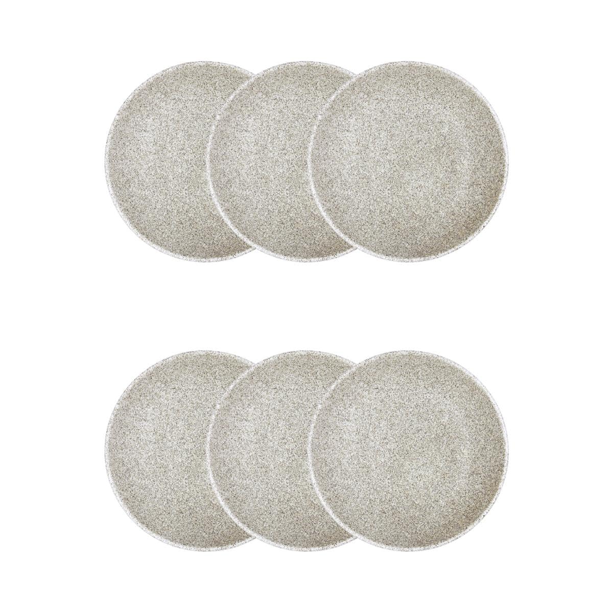Bidasoa Set de 6 platos hondos Element Hydrozero de porcelana 23 cm | Beige, Porcelana, formato redondo, acabado decorado, 23 cm, 6 piezas, apilable, apto para microondas