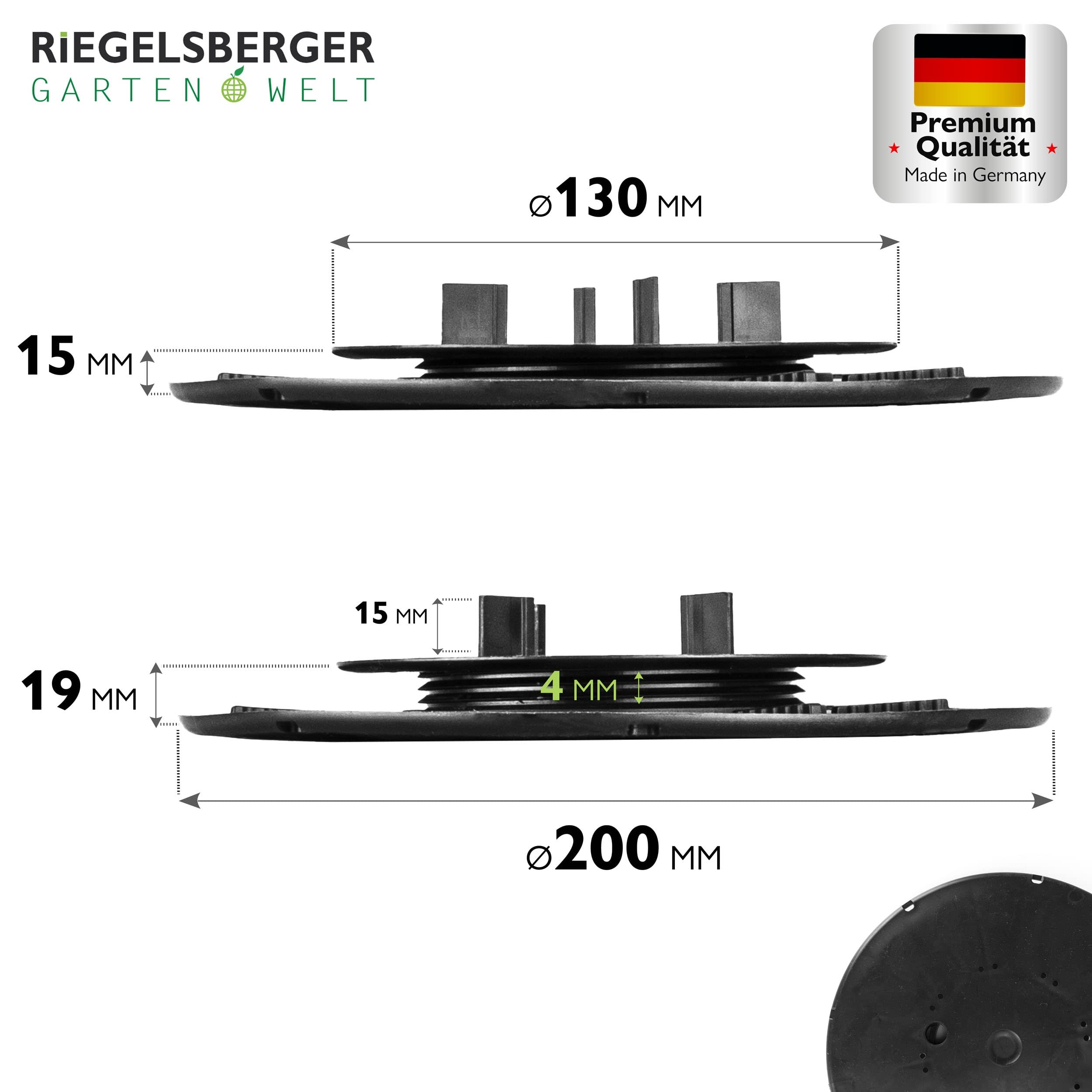 Supporto Piastre Premium Per Terrazzo - Altezza Regolabile 19-27mm, Made In Germany, Per Pavimenti Esterni