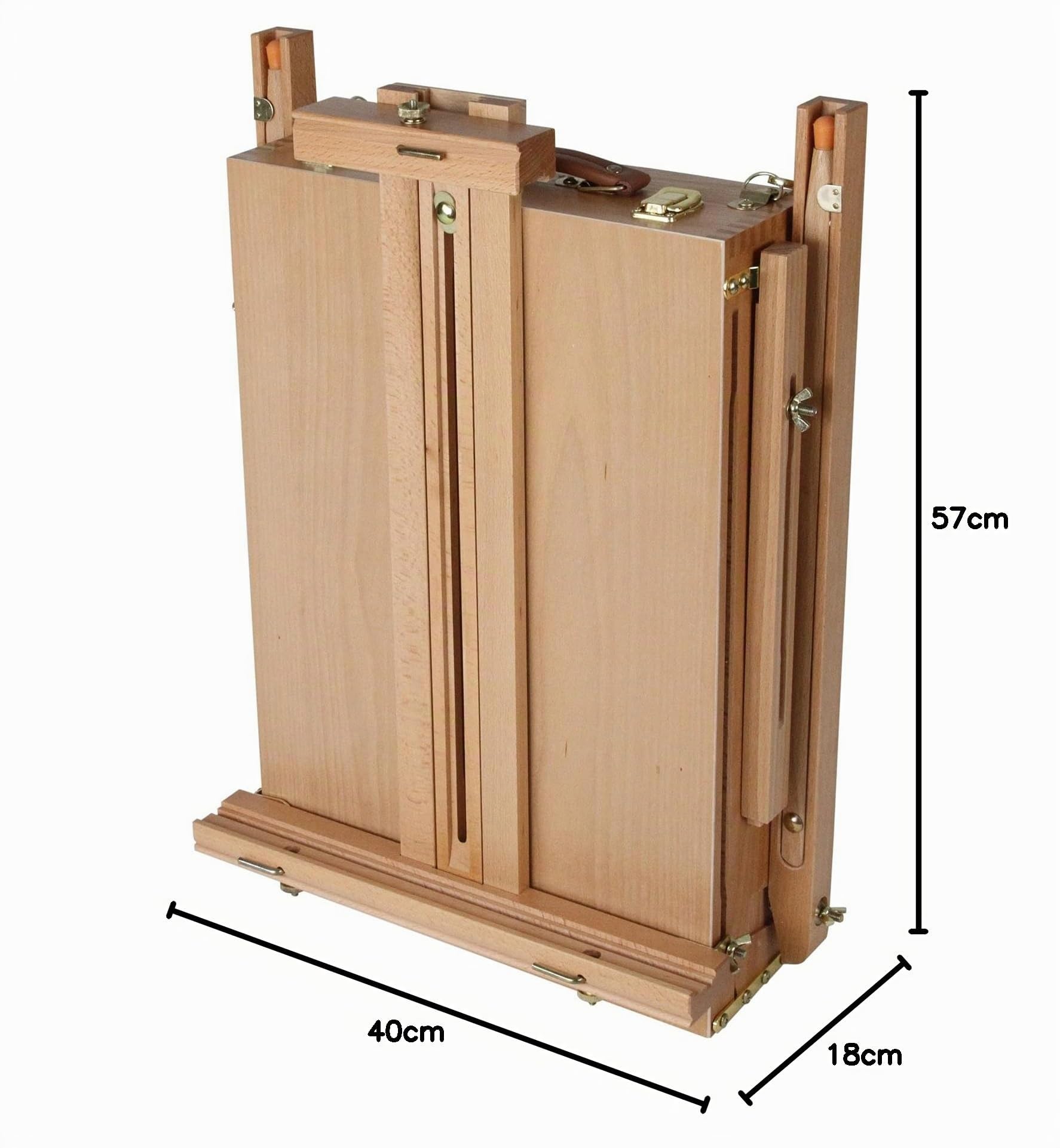 Paintersisters tragbare Kofferstaffelei mit Schublade - große Holzstaffelei 186 cm aus nachhaltigem Buchenholz, Feld + Tischstaffelei für Künstler inkl. Holzpalette