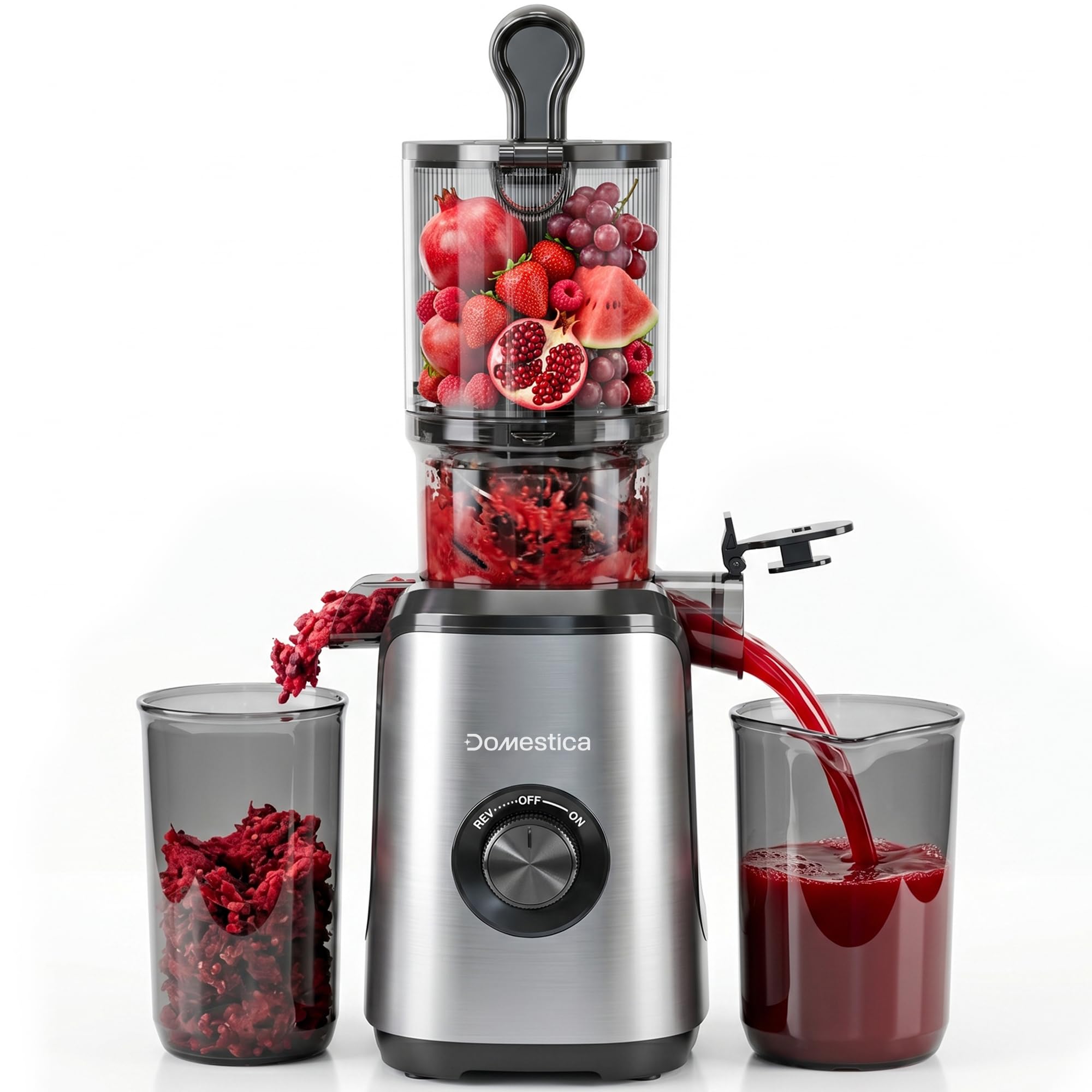 Domestica Dripdrop Cold Press Juicer for Home | Slow Juicer for Fruits, Veggies & Nut Milk with BLDC Motor | High Juice Yield, Low Noise Operation | 108mm Large Chute, Easy Assesmbly & Cleaning(Black)-image-9