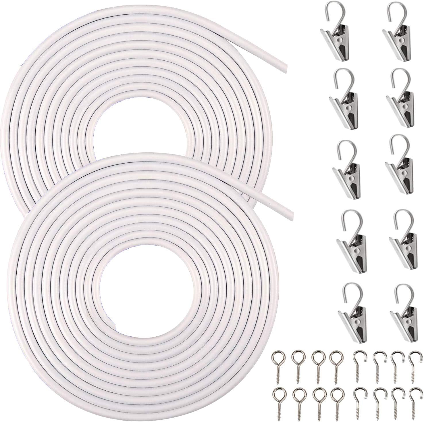 Gocelyn 2Pack 3Meter White Curtain Wires with 10