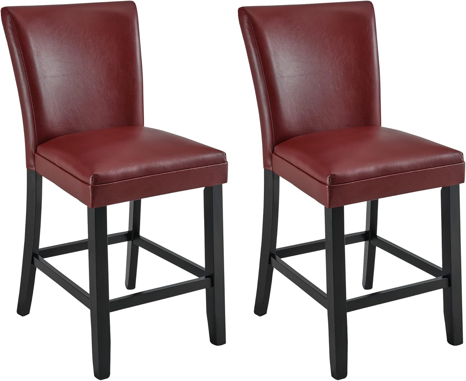 MODERION Set of 2 Bar Stools, Red Bar Chairs with Back, 40