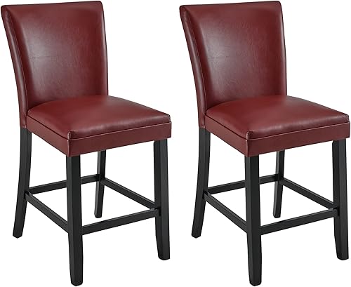 Miniatura 10 de MODERION Sillas de mostrador, juego de 2 taburetes de bar con respaldo, sillas de comedor de 40 pulgadas con superficie impermeable y patas de