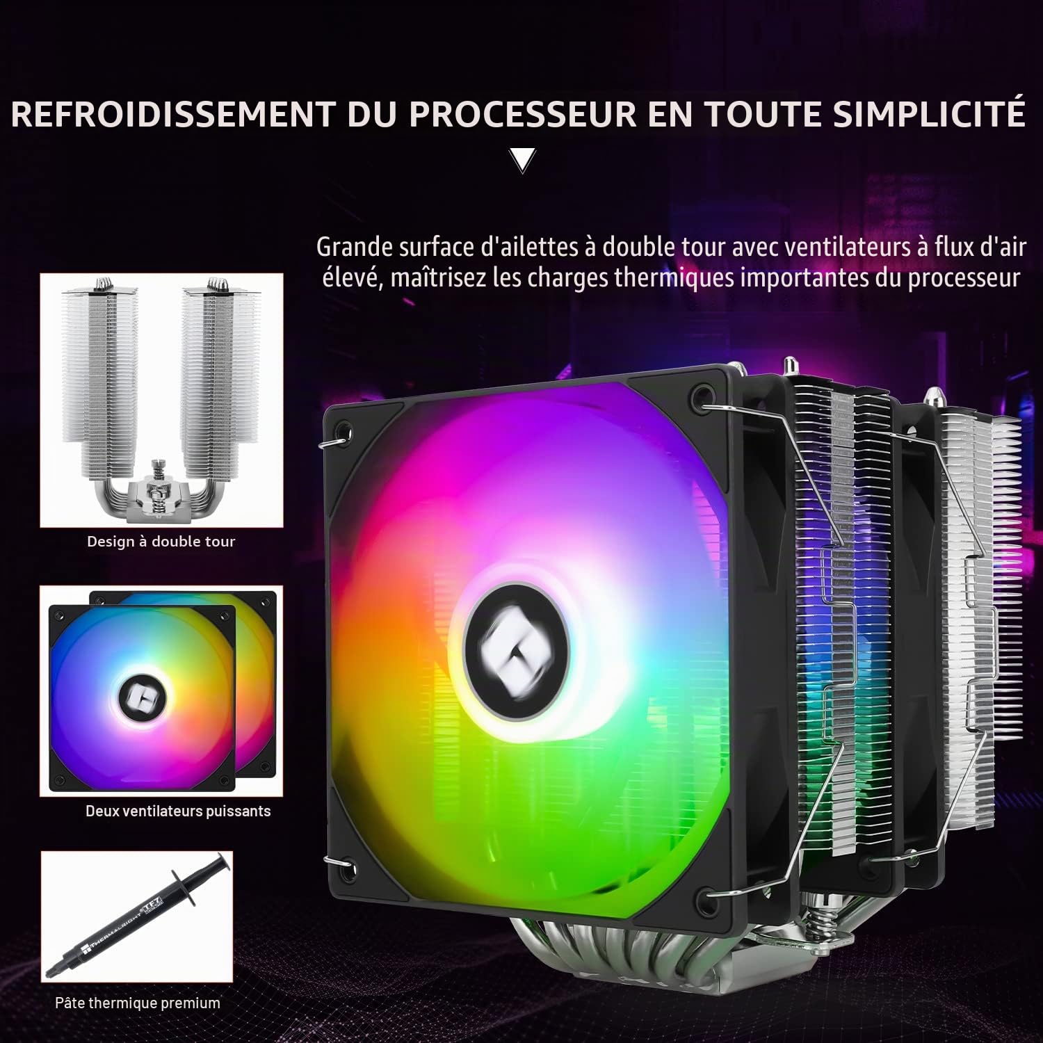 Thermalright Phantom Spirit 120 SE ARGB CPU Air Cooler, 7 tubes de chaleur, ventilateur PWM Dual 120 mm, pour AMD AM4 AM5/Intel 1700/1150/1151/1200