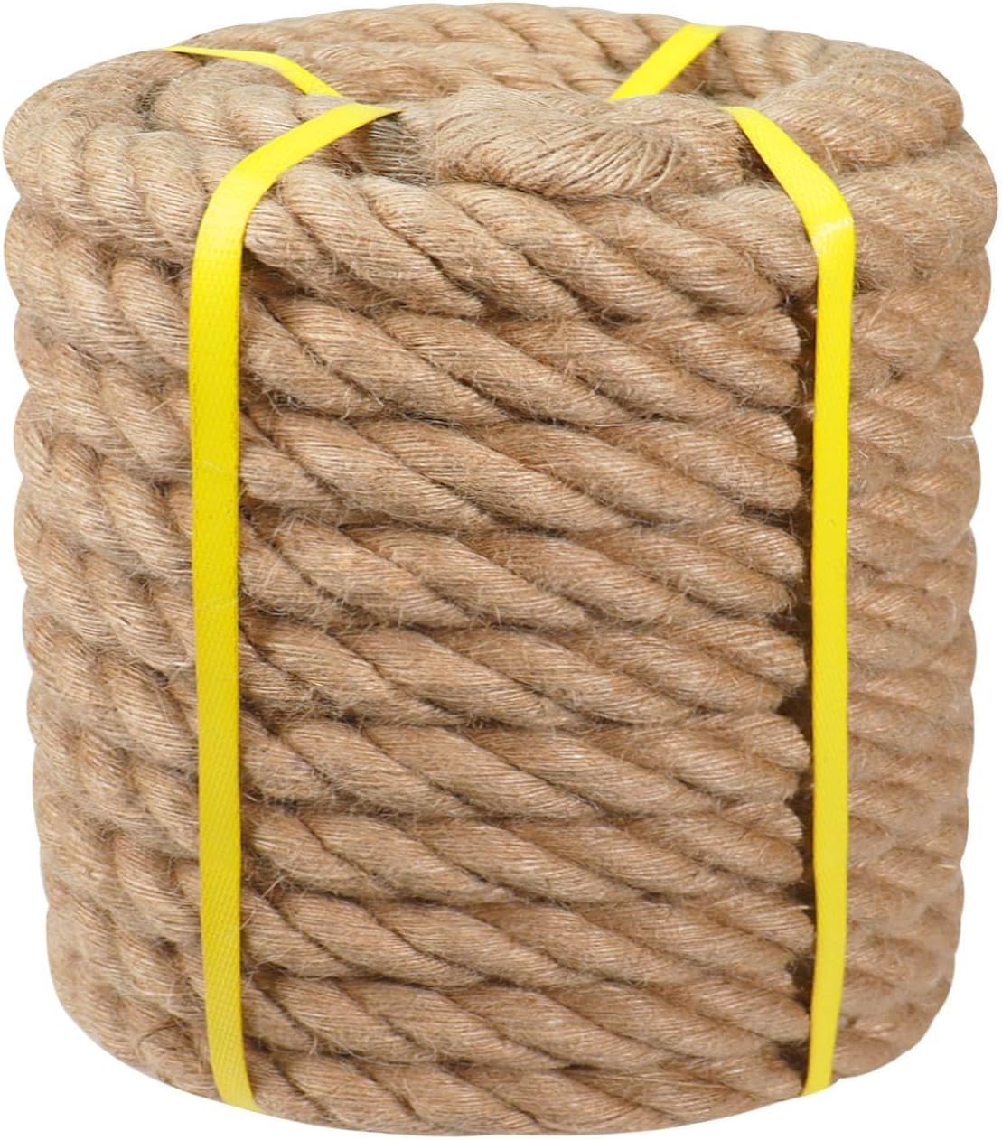 Natural Thick Jute Hemp Rope - 2 inch×100 feet - 4 Strands Twisted Manila Rope for Docks, Nautical, Railings, Decorating