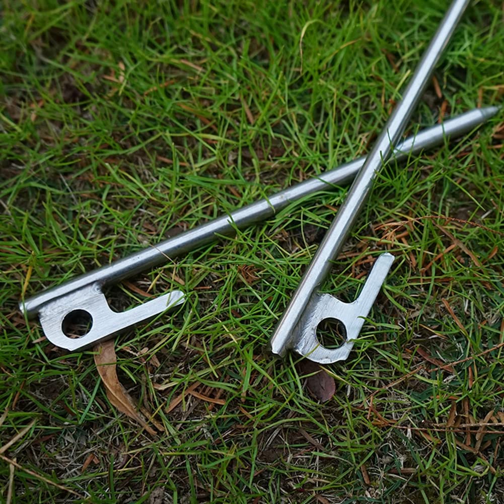 Egurs 4 Stück Zelt-Heringe aus Stahl für Harten Boden Dicke Erdnägel Bodenanker Edelstahl Heringe Zeltheringe Outdoor Camping Zeltzubehör Sturmsicher 40cm Sport & Freizeit
