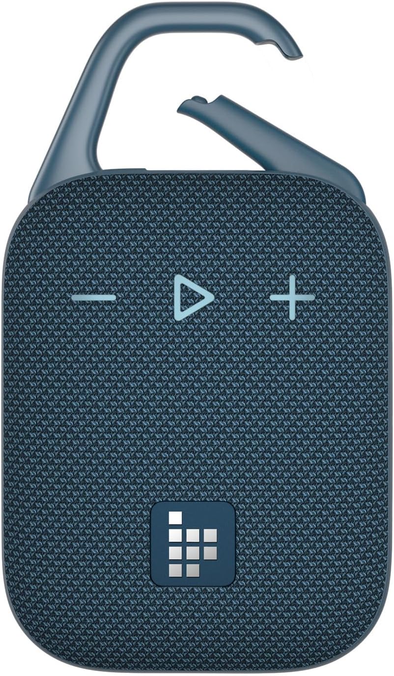 Mirtune H1 Portable Outdoor Speaker, 18H Playtime, Loud Bass, IPX7 Waterproof, Bluetooth 5.3, Built-in Carabiner, Custom EQ, Compact Speaker for Travel, Hiking, Camping (Blue)