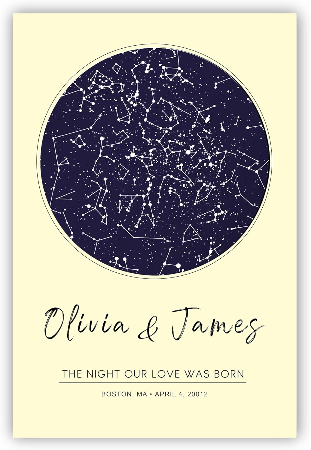 Custom Star - Personalized Stars, Night Sky Print, Stars Constellation Wall Art Gift for Her, Personalized Star chart for Specific Date Unique Gifts for Him, Meaningful Gifts for Her (Butter Cream, 18x24)