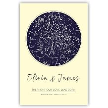 Custom Star - Personalized Stars, Night Sky Print, Stars Constellation Wall Art Gift for Her, Personalized Star chart for Specific Date Unique Gifts for Him, Meaningful Gifts for Her Butter Cream, 24x36