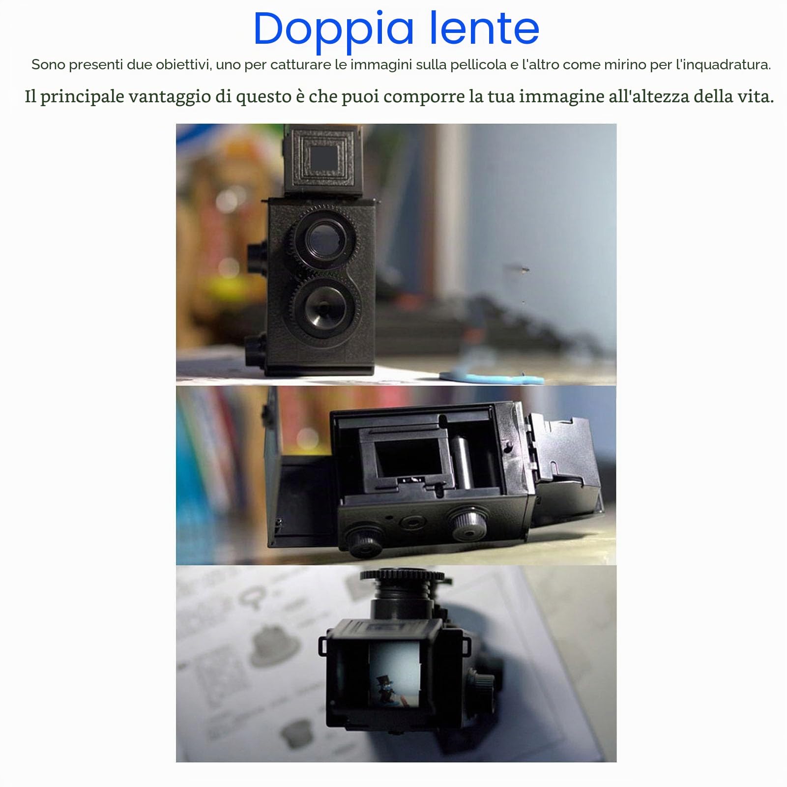 Fotocamera a Pellicola 35 Mm, Fotocamera a Pellicola Doppia Lente, Fotocamera TLR Classica Retro Doppia Reflex Fai da Te Compatibile con Pellicola Riutilizzabile 35 Mm 135 Fotocamera a Pellicola 35 Mm, Fotocamera a Pellicola Doppia Lente, Fotocamera TLR Classica Retro Doppia Reflex Fai da Te Compatibile con Pellicola Riutilizzabile 35 Mm 135