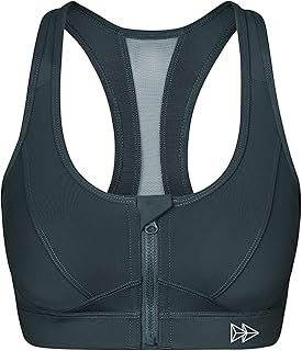 Yvette Sports Bra Zip Front Closure - High Impact for Women Fitness